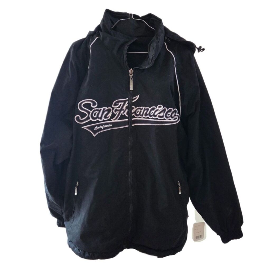 NWT GoGo Sports Black San Francisco Heavy Weight Lined Hooded Jacket Size XL